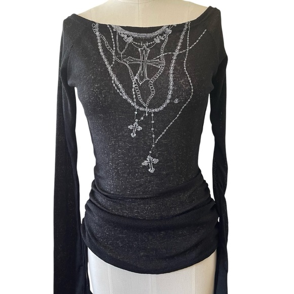 ❤️ Gothic x Punk Black Tattoo Top - Picture 3 of 11